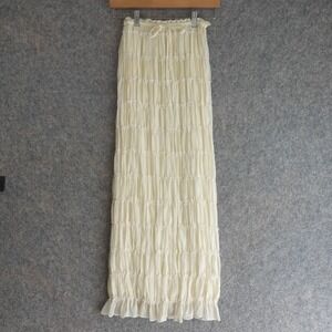 Celestial Romantic Maxi Skirt XS Cream Tiered Ruffle Lace Chiffon Fairy Y2K
